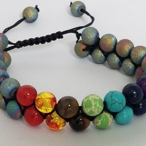7 Chakra Double Layer Natural Lava Stone Bracelet